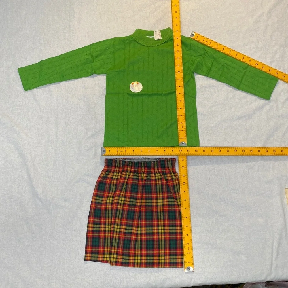 Vintage 1960s Health-Tex Little Lord Stuart Boys Outfit Plaid Shorts Set Sz 6/7